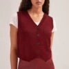 Wesley Cashmere Blend V Neck Waistcoat - Dark Red -Cheap Closet Curation Store SP24 K82 WESLEY DARKRED LS 1724