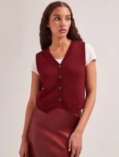 Wesley Cashmere Blend V Neck Waistcoat - Dark Red -Cheap Closet Curation Store SP24 K82 WESLEY DARKRED LS 1728