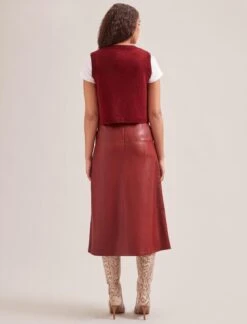 Wesley Cashmere Blend V Neck Waistcoat - Dark Red -Cheap Closet Curation Store SP24 K82 WESLEY DARKRED LS 1742