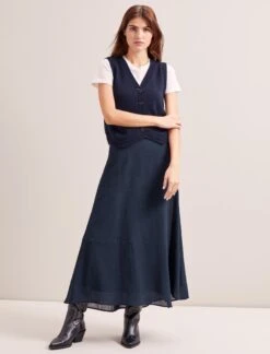 Wesley Cashmere Blend V Neck Waistcoat - Navy -Cheap Closet Curation Store SP24 K82 WESLEY NAVY LS 0827