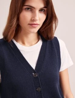 Wesley Cashmere Blend V Neck Waistcoat - Navy -Cheap Closet Curation Store SP24 K82 WESLEY NAVY LS 0875