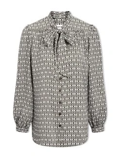 Aubrey Shirt - Ecru Black Trellis Print -Cheap Closet Curation Store SP24 S84 AUBREY ECRUBLACKTRELLISPRINT LS