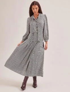 Aubrey Shirt - Ecru Black Trellis Print -Cheap Closet Curation Store SP24 S84 AUBREY ECRUBLACKTRELLISPRINT LS 449