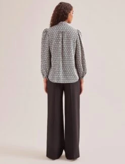 Aubrey Shirt - Ecru Black Trellis Print -Cheap Closet Curation Store SP24 S84 AUBREY ECRUBLACKTRELLISPRINT LS 534