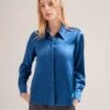 Skyla Silk Satin Shirt - Blue 1 Skyla Silk Satin Shirt - Blue -Cheap Closet Curation Store SP24 S88 SKYLA BLUE LS 17040