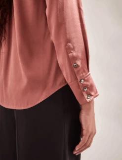 Skyla Silk Satin Shirt - Blush -Cheap Closet Curation Store SP24 S88 SKYLA BLUSH LS 709