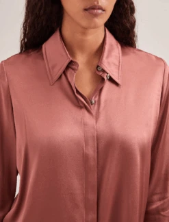 Skyla Silk Satin Shirt - Blush -Cheap Closet Curation Store SP24 S88 SKYLA BLUSH LS 711