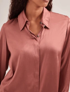 Skyla Silk Satin Shirt - Blush -Cheap Closet Curation Store SP24 S88 SKYLA BLUSH LS 715