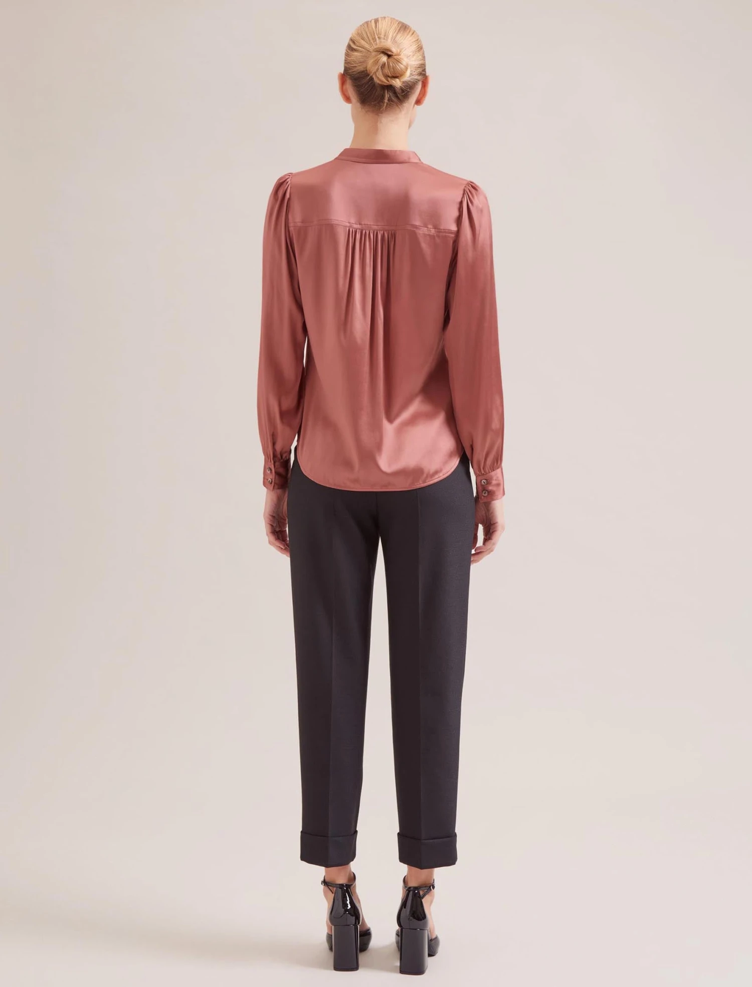 Bailey Silk Satin Shirt - Blush 8 Bailey Silk Satin Shirt - Blush - Image 6
