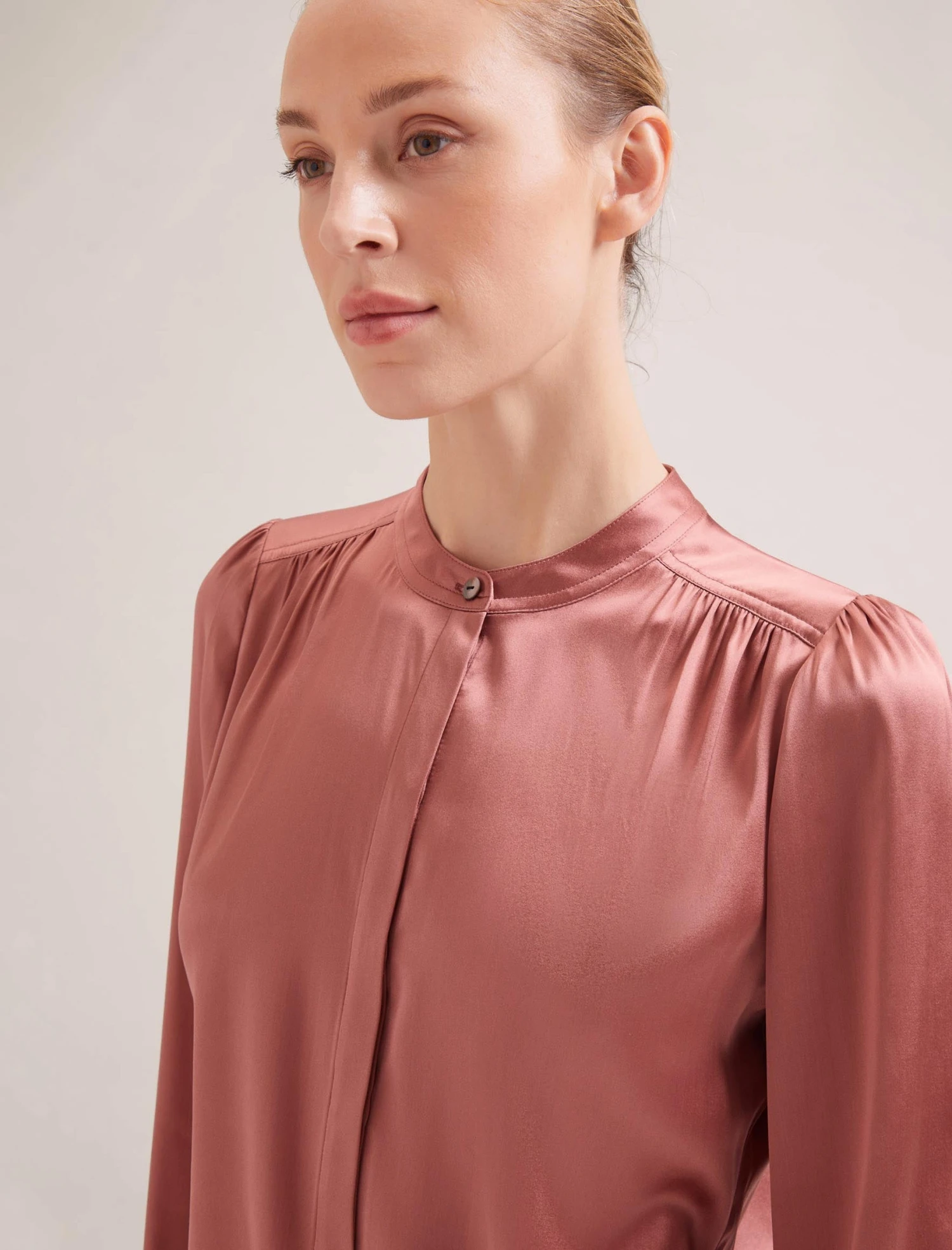 Bailey Silk Satin Shirt - Blush 7 Bailey Silk Satin Shirt - Blush - Image 5