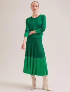 Colette Contrast Hem Skirt - Emerald Green -Cheap Closet Curation Store SP24 SK105 COLETTE EMERALDGREEN LS 19192