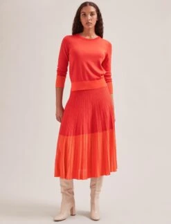 Colette Contrast Hem Skirt - Orange -Cheap Closet Curation Store SP24 SK105 COLETTE ORANGE LS 2033