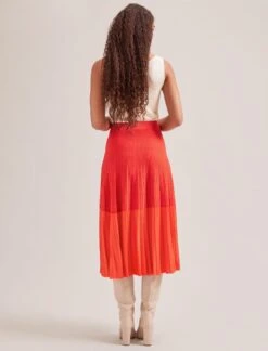 Colette Contrast Hem Skirt - Orange -Cheap Closet Curation Store SP24 SK105 COLETTE ORANGE LS 2139