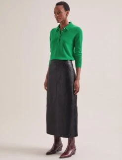 Arlo Leather Maxi Pencil Skirt - Black -Cheap Closet Curation Store SP24 SK177 ARLO BLACK LS 0141