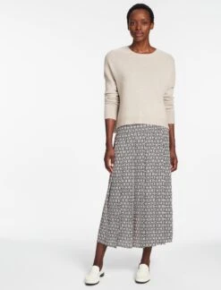 Sienna Maxi Skirt - Ecru Black Trellis Print -Cheap Closet Curation Store SP24 SK183 SIENNA ECRUBLACKTRELLISPRINT LS 056