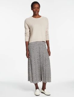 Sienna Maxi Skirt - Ecru Black Trellis Print