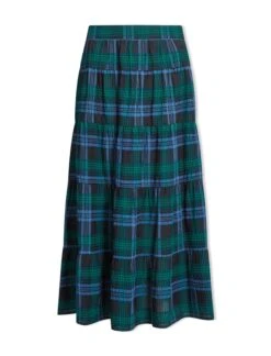 Maria Organic Cotton Seersucker Maxi Skirt - Navy Green 13 Maria Organic Cotton Seersucker Maxi Skirt - Navy Green -Cheap Closet Curation Store SP24 SK185 MARIA NAVYGREEN LS