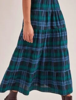 Maria Organic Cotton Seersucker Maxi Skirt - Navy Green 10 Maria Organic Cotton Seersucker Maxi Skirt - Navy Green -Cheap Closet Curation Store SP24 SK185 MARIA NAVYGREEN LS 1336