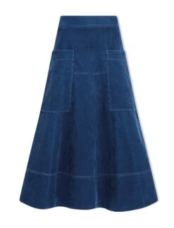 Simone Corduroy Maxi Skirt - Blue -Cheap Closet Curation Store SP24 SK187 SIMONE BLUE LS bdbfc259 c43c 4910 9692 2aca5a6f1d52