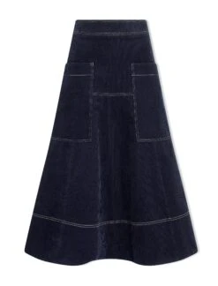 Simone Corduroy Maxi Skirt - Navy -Cheap Closet Curation Store SP24 SK187 SIMONE NAVY LS
