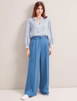 Margot New Wool Wide Leg Trouser - Blue -Cheap Closet Curation Store SP24 TR70 MARGOT BLUE LS 6323