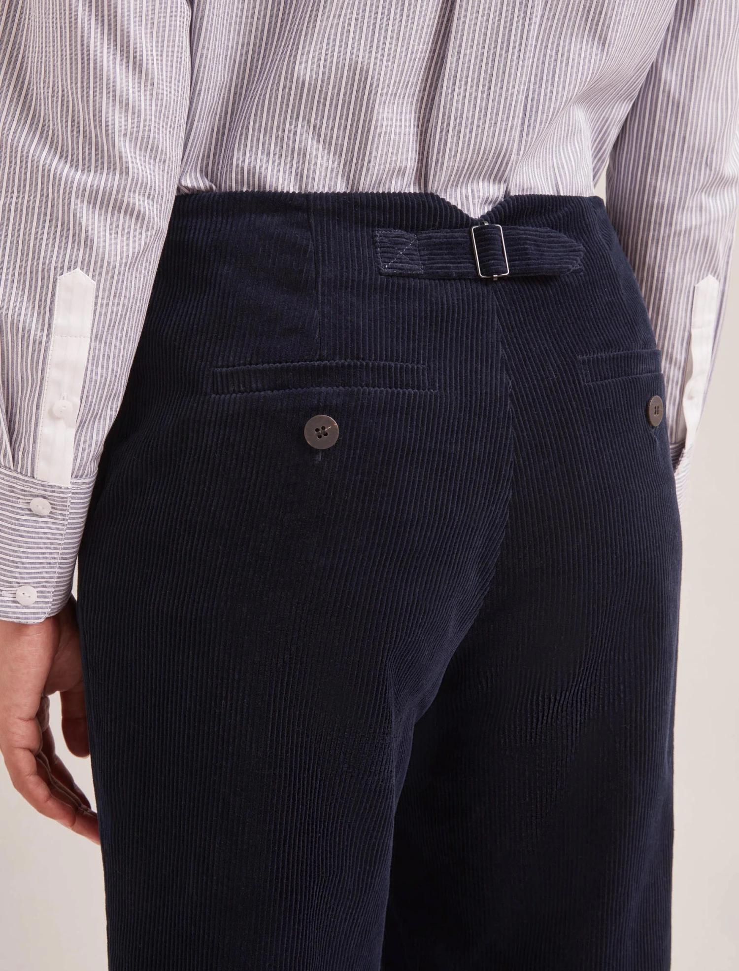 Harlow Corduroy Wide Leg Trouser - Navy 4 Harlow Corduroy Wide Leg Trouser - Navy - Image 2