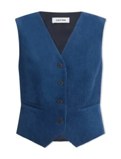 Wyatt Corduroy Waistcoat - Blue -Cheap Closet Curation Store SP24 W6 WYATT BLUE LS 1866
