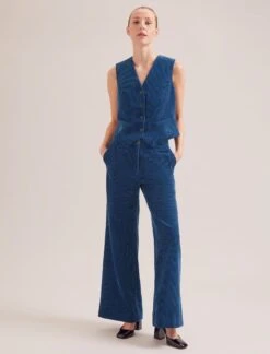 Wyatt Corduroy Waistcoat - Blue -Cheap Closet Curation Store SP24 W6 WYATT BLUE LS 18868