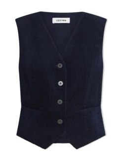 Wyatt Corduroy Waistcoat - Navy -Cheap Closet Curation Store SP24 W6 WYATT NAVY LS