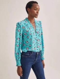 Cheap Closet Curation Store 34 Stella Silk Shirt - Mint Posy Print