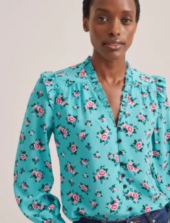 Stella Silk Shirt - Mint Posy Print -Cheap Closet Curation Store STELLA MINT ROSE 2519