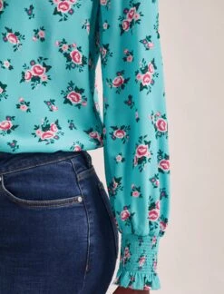 Stella Silk Shirt - Mint Posy Print -Cheap Closet Curation Store STELLA MINT ROSE 2528