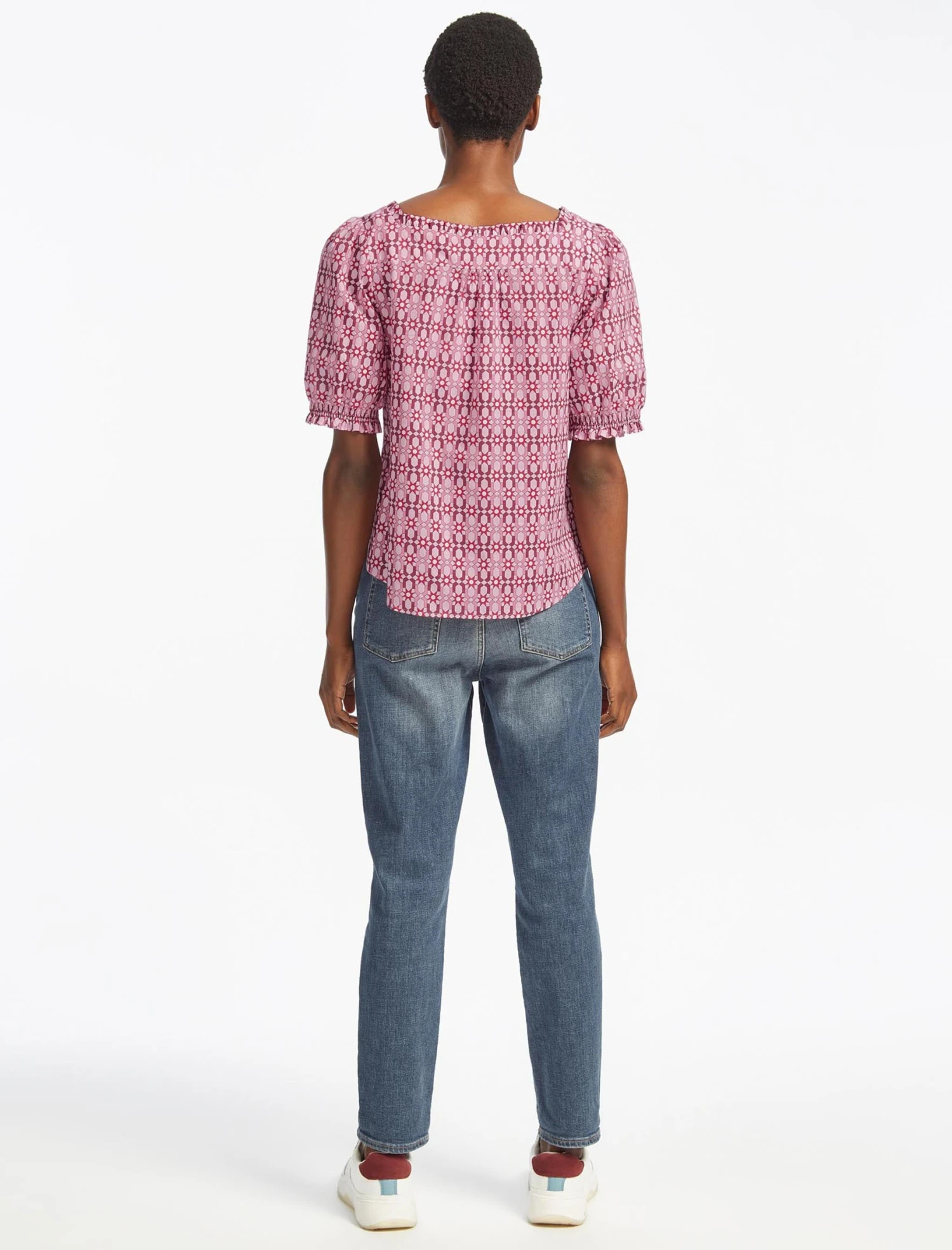 Shannon Organic Cotton Shirt - Pink Geo Star Print 7 Shannon Organic Cotton Shirt - Pink Geo Star Print - Image 5