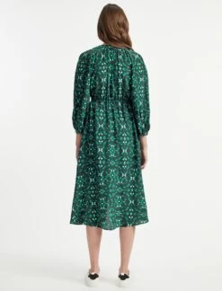 Heidi Silk Maxi Shirt Dress - Green Shibori Print -Cheap Closet Curation Store SU22 D353 HEIDI GREEN SHIBORI PRINT LS 127