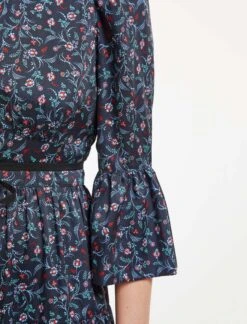 Cordelia Midi Dress - Navy Cornflower Blue Trailing Floral Print -Cheap Closet Curation Store SU22 D389 CORDELIA TRAILINGFLORALPRINTNAVYCORNFLOWERBLUE LS 36547