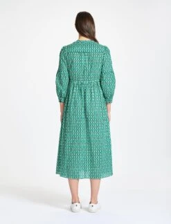 Juniper Organic Cotton Maxi Dress - Green Geo Star Print -Cheap Closet Curation Store SU22 D429 JUNIPER GREENGEOSTARPRINT LS 166