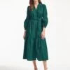 Alice Organic Cotton Maxi Shirt Dress - Green Moire Print -Cheap Closet Curation Store SU22 D433 ALICE GREENMOIREPRINT LS 35885