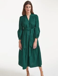 Alice Organic Cotton Maxi Shirt Dress - Green Moire Print -Cheap Closet Curation Store SU22 D433 ALICE GREENMOIREPRINT LS 35915
