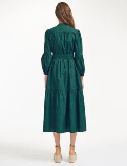 Alice Organic Cotton Maxi Shirt Dress - Green Moire Print -Cheap Closet Curation Store SU22 D433 ALICE GREENMOIREPRINT LS 35959