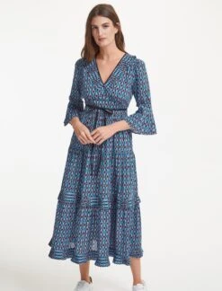 Cordelia Organic Cotton Maxi Dress - Blue Geo Star Print -Cheap Closet Curation Store SU22 D434 CORDELIA BLUEGEOSTARPRINT LS 37642