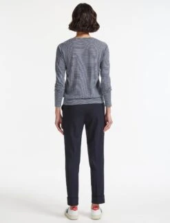 Jodi Wool Jumper - Navy Mid Blue Cream Stripe -Cheap Closet Curation Store SU22 K36 JODI NAVY MIDBLUE CREAM STRIPE LS 28623