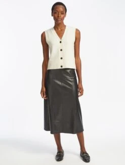 Meryl Wool V Neck Waistcoat - Cream -Cheap Closet Curation Store SU22 K69 MERYL CREAM LS 26260