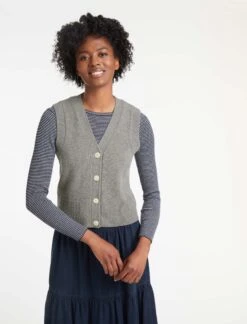 Meryl Wool V Neck Waistcoat - Mid Grey -Cheap Closet Curation Store SU22 K69 MERYL MIDGREY LS 17919