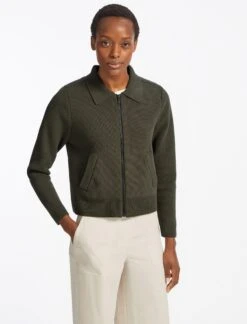 Jimmy Cotton Knit Jacket - Khaki