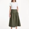 Lyla Techni Linen Midi Skirt - Khaki 1 Lyla Techni Linen Midi Skirt - Khaki -Cheap Closet Curation Store SU22 SK130 LYLA KHAKI LS 37219
