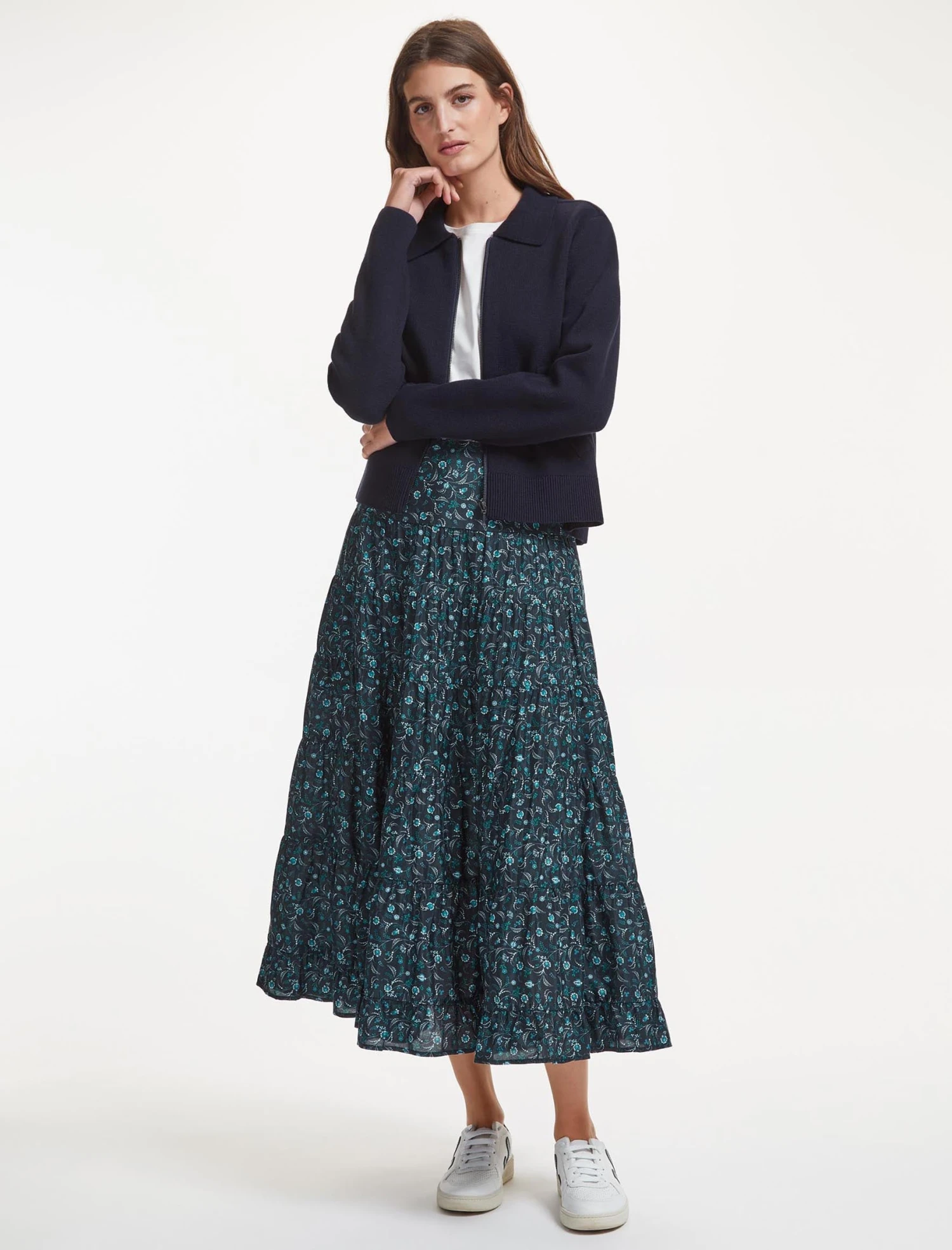 Sawyer Cotton Maxi Skirt - Blue Trailing Floral Print 3 Sawyer Cotton Maxi Skirt - Blue Trailing Floral Print