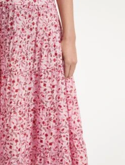 Sawyer Cotton Maxi Skirt - Pink Trailing Floral Print -Cheap Closet Curation Store SU22 SK133 SAWYER PINKTRAILINGFLORALPRINT LS 37832