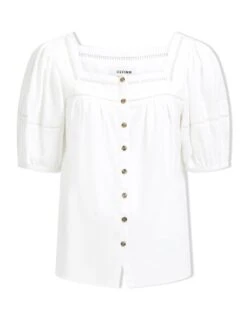 Poppy Linen Blend Blouse - White -Cheap Closet Curation Store SU23 B148 POPPY WHITEWHITE CO