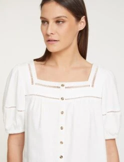 Poppy Linen Blend Blouse - White -Cheap Closet Curation Store SU23 B148 POPPY WHITEWHITE LS 58848