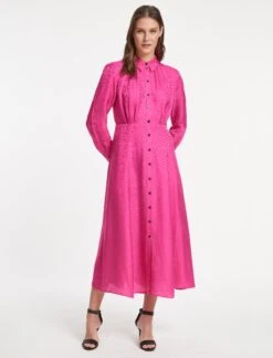 Astrid Silk Blend Maxi Dress - Hot Pink -Cheap Closet Curation Store SU23 D302 ASTRID HOTPINK LS 20268
